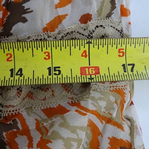 Daisy Fuentes Silk Camisole Top Women Size Petite PL Tan Brown Lace Trim Lined - Picture 8 of 9